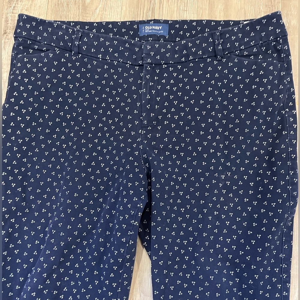 Old Navy Pixie Navy Blue Patterned Pants Mid Rise… - image 2
